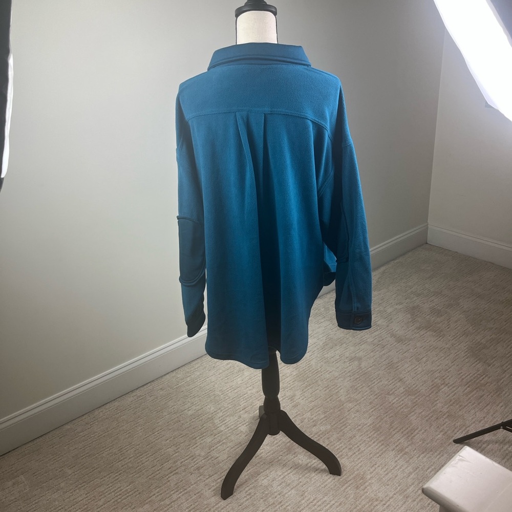 Zenana Teal Fleece Shacket Jacket NWT XL Cozy Cabin Button Front - Picture 9 of 9